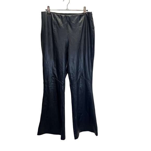 Black Faux Leather Flared Pants By Forever 21 Size L - Picture 1 of 6